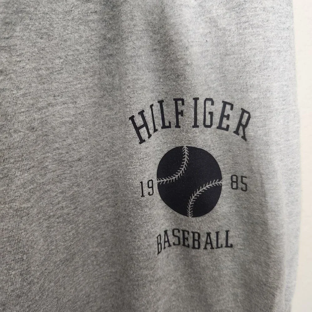 Tommy Hilfiger Pants Mens Large Grey Lounge Straight Leg Athletic Baseball